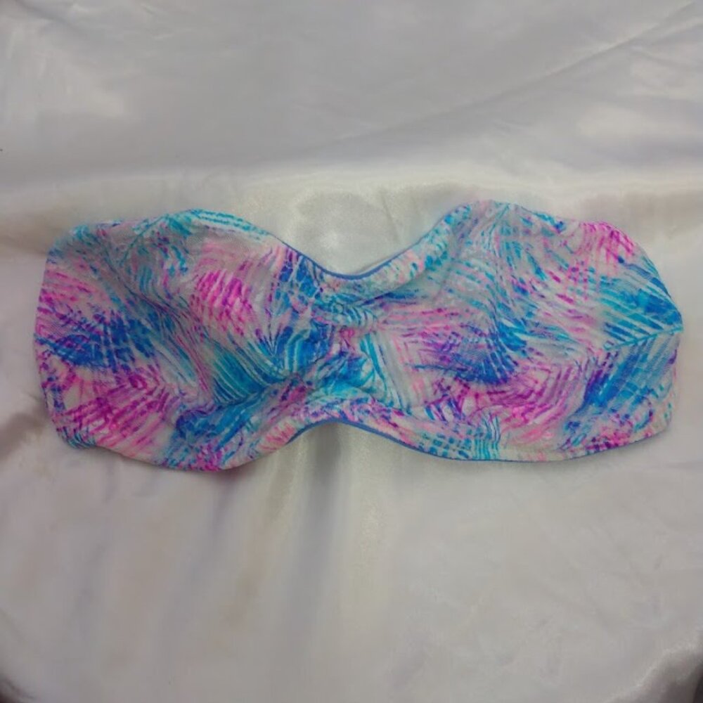 Victoria's Secret PINK Strapless Bandeau Bralette White Turquoise Boho Tropical